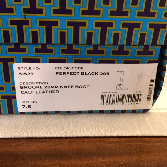 NIB Tory Burch Brooke Riding Boot Black Size 7.5 - Picture 8 of 8